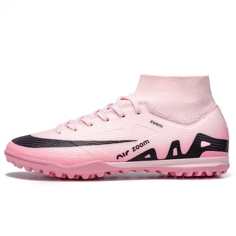 Zapatos de Fútbol de Caña Alta TF AG de Cuero Sintético y TPU Ligero para Césped Natural y Artificial
