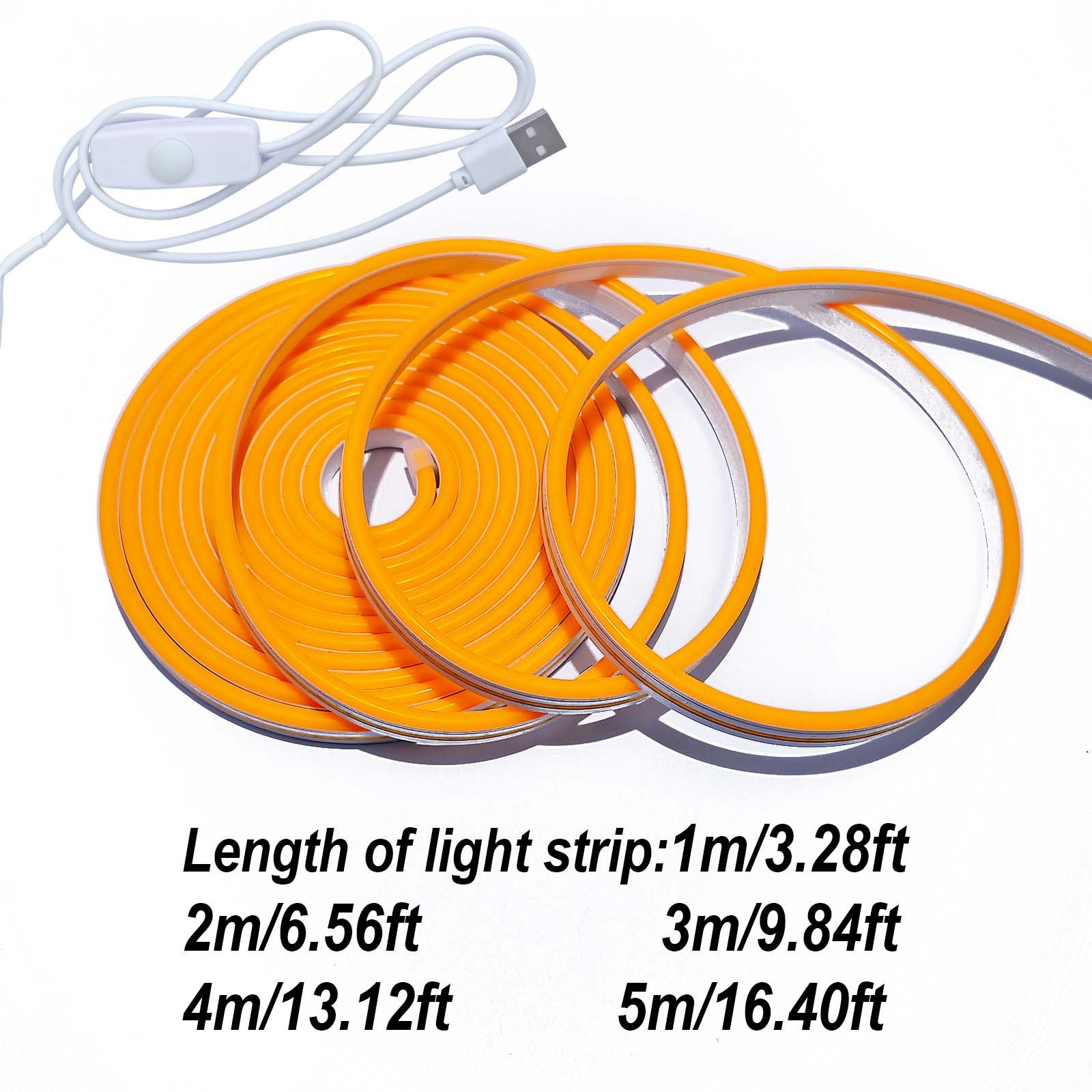Luz de neón USB 5V con interruptor botón de atenuación LED de baja tensión flexible impermeable luz blanca cálida banda de luz blanca
