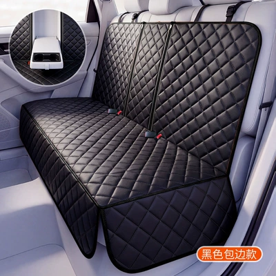 Car Trunk Mat, Pet Car Seat Cushion with Zipper, Thickened Rear Seat Pad, Anti-Scratch, Extra Thick and Large (Other Automotive Interior Supplies) - double-zipper-thickened-rear-seat-cushion-black-edge-c-2751a