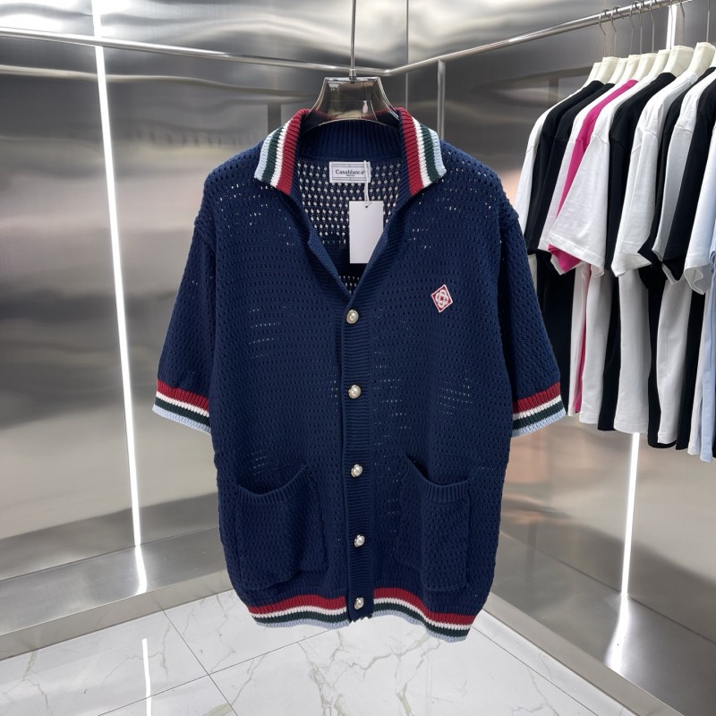 Comercio exterior casa Casablanca suéter suéter de manga corta jacquard cardigan polo pareja pantalones cortos traje