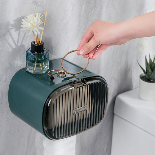 No-punch toilet tissue box toilet waterproof wall-mounted toilet paper rack roll paper box paper box toilet paper box