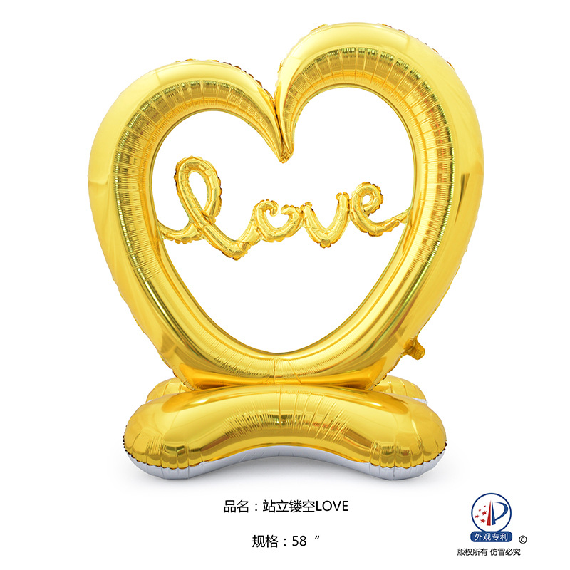 Día de San Valentín globo base 4D de pie amor globo oso Tema de dibujos animados diseño Gran Pollo corazón columna globo