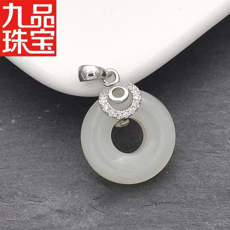 批发新中式和田玉项链女s925纯银镶平安扣吊坠玉石天然女士锁骨链