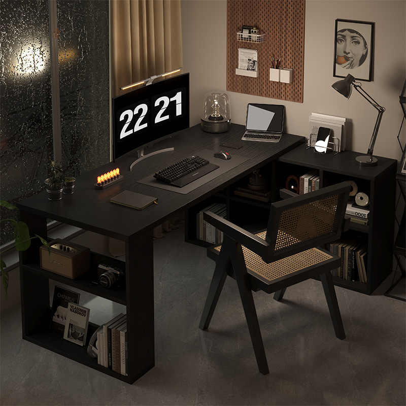 Corner Desk Bookshelf Bookcase Integrated Retractable Storage Cabinet Student Home Writing Desk Office Desk Bedroom Table