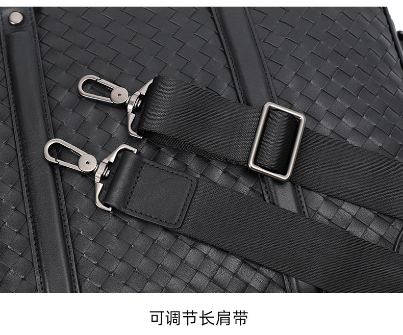 Túi xách tay nam da bò thật đan thủ công, túi đeo chéo một vai kiêm túi đựng laptop 39×7,5×28 cm — Màu đen chi tiết 7