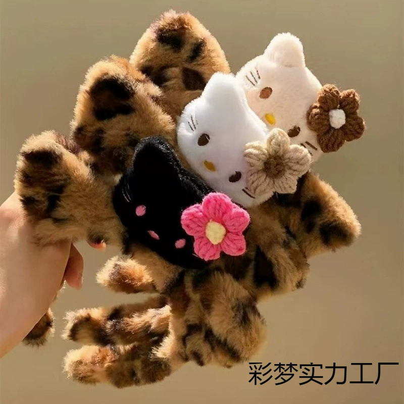 Hello Kitty, мультяшный плюшевый ободок для лица, аксессуар для волос, новая коллекция