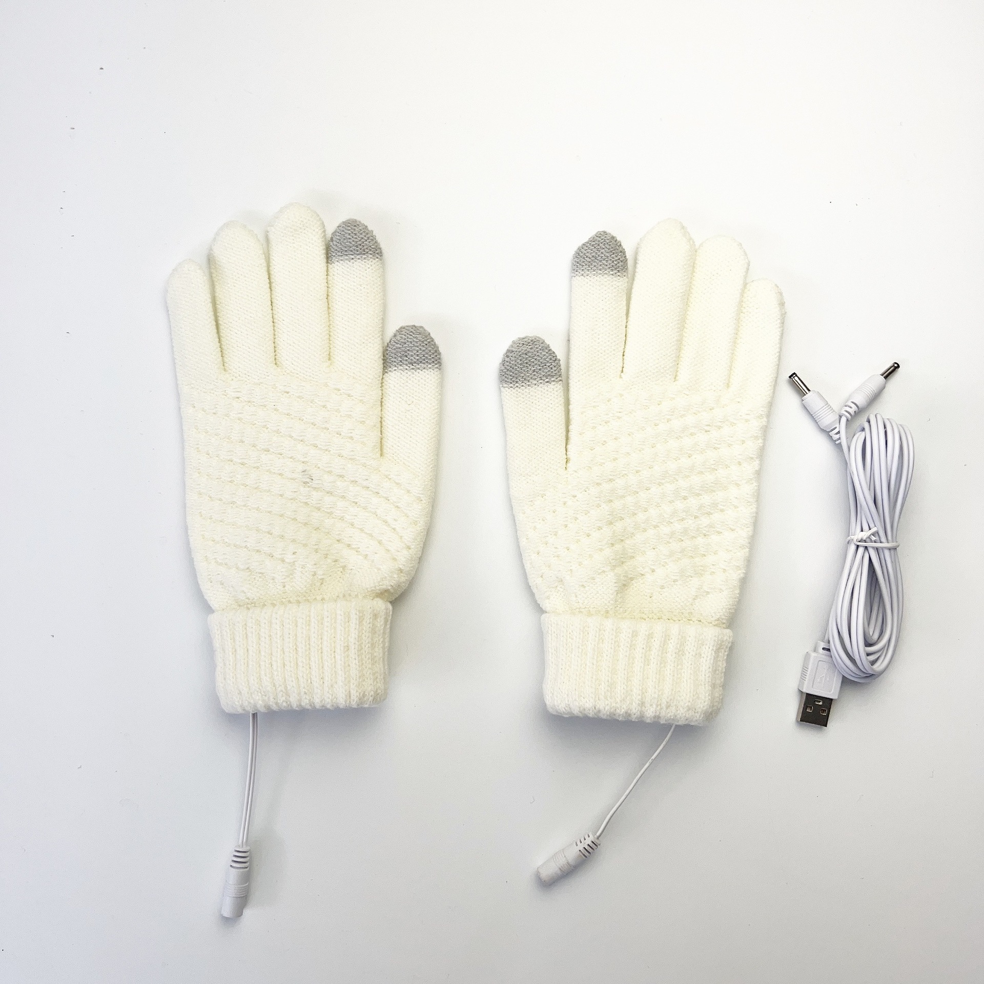 A cuadros de manga larga invierno pantalla táctil térmica suministro directo de fábrica Guantes eléctricos USB exclusivos transfronterizos 5-Dedo de punto de piña