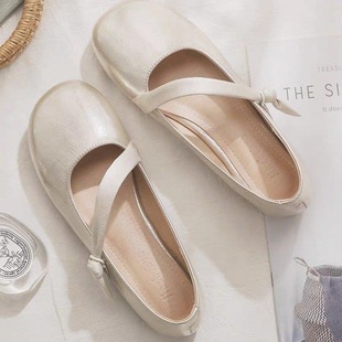 Retro Flats Mary Jane Shoes for Women 2025 Spring & Fall New Round Toe Shallow Mouth One-Line Elegant Versatile Shoes