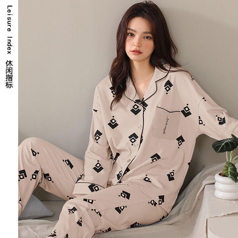 Primavera y otoño pijamas de algodón de las mujeres traje de manga larga 2022 nuevo algodón de las mujeres