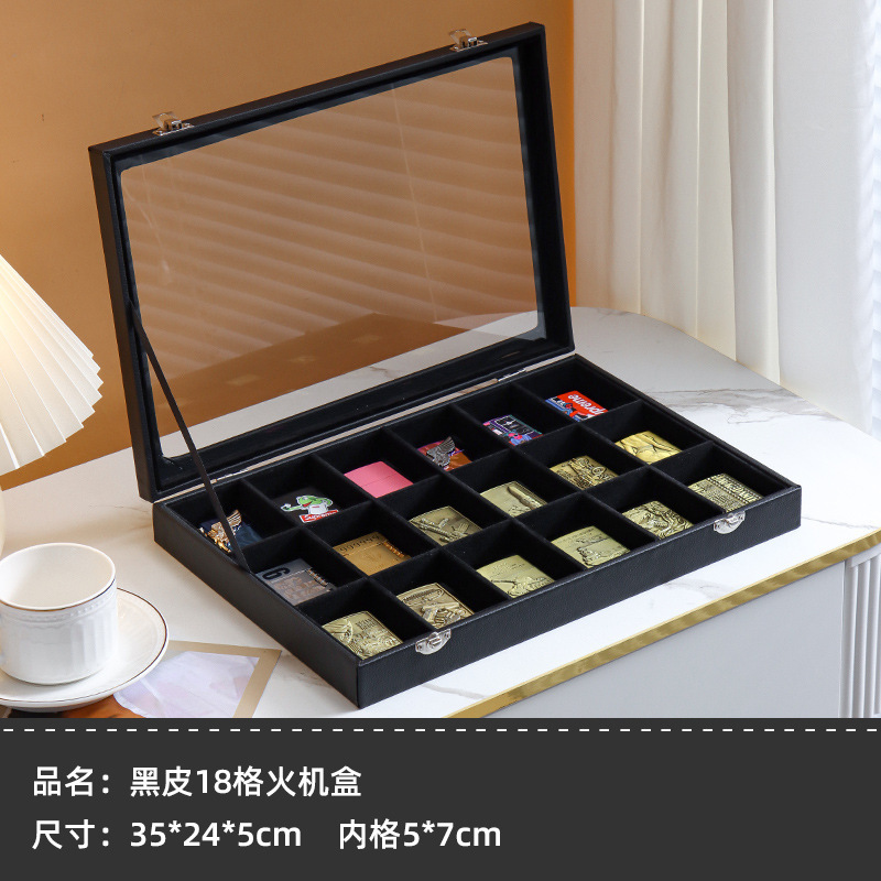 zippo打火机收纳盒火机展示架收藏盒子展览透明带盖防尘大容分区|undefined