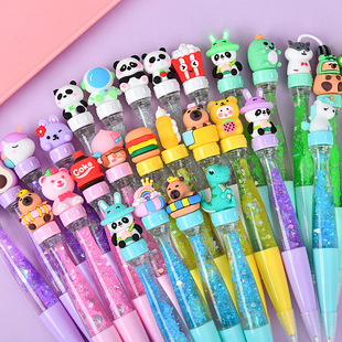Creative quicksand turn gel pen high color value decompression rotating gyro pen cartoon turn music student carbon water pen