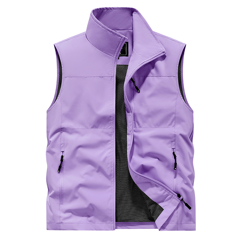 Fotografía al aire libre chaleco de pesca de pelusa transfronterizo doble cara con hombro de hombro de bolsillo chaleco de invierno personalizado hombre