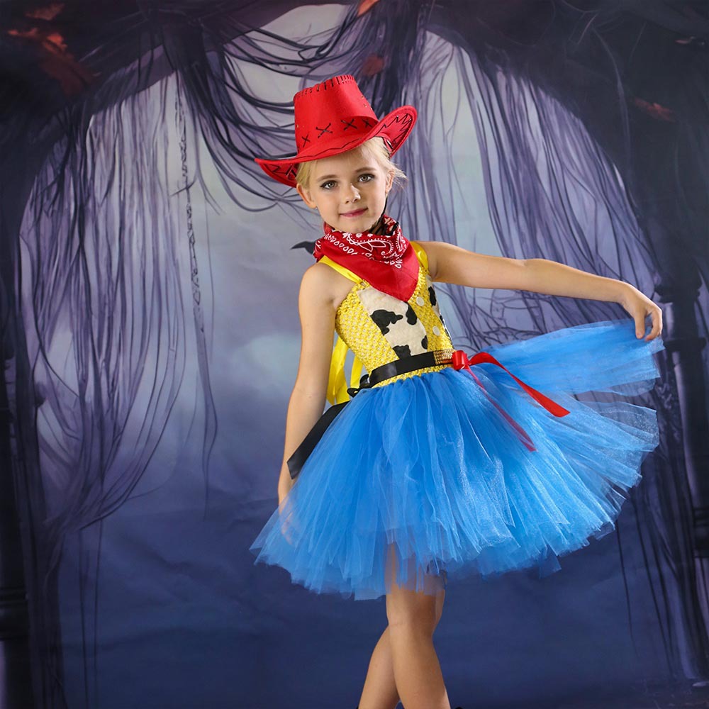 Halloween costume children's toy story Princess Hu Di dress Denim shape pettiskirt cui si play costume