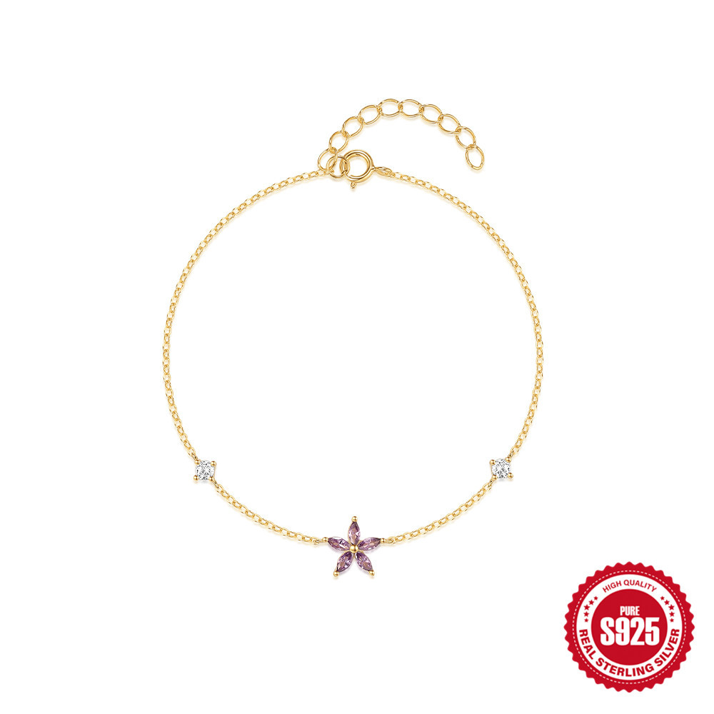 S925 plata de ley estrella de cinco puntas con incrustaciones de circón pulsera de uso diario temperamento japonés y coreano personalidad joyería de alta gama de nicho