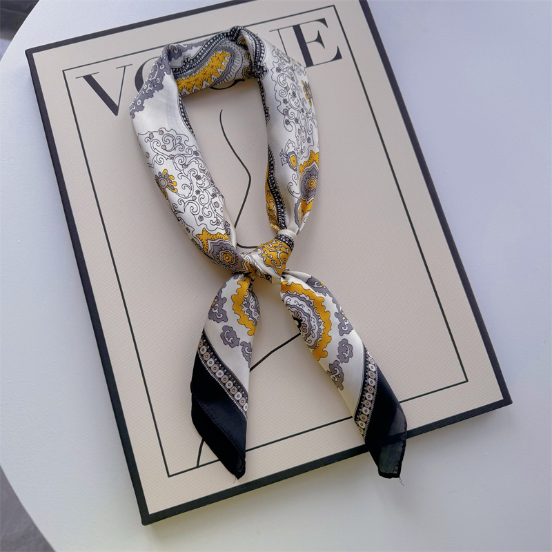 Bufandas de seda para mujeres primavera y otoño bufandas de moda para mujeres bufandas de cuello para maestros y empleados regalos de impresión de lujo ligero