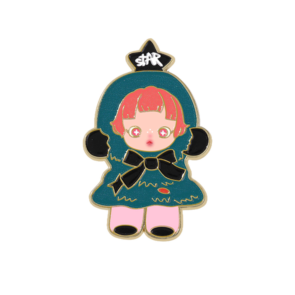 Animación animada DIMOO serie de insignia metálica Baby set Bubble Mart broches adornos de ropa lindos