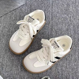 Versatile Chic Thick-Soled Sneakers for Women 2025 Spring New Niche Non-Contrasting White Shoes Birkenstock Retro German Training Shoes