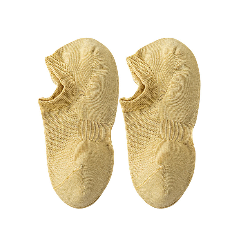 Calcetines de algodón de color sólido, calcetines de barco de malla de verano, calcetines de algodón sin hueso, embalaje independiente, calcetines invisibles