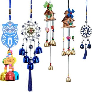 Sunflower Wooden House Wind Chimes Retro Home Creative Gifts Cross-Border Foreign Trade Hanging Ornaments Wholesale