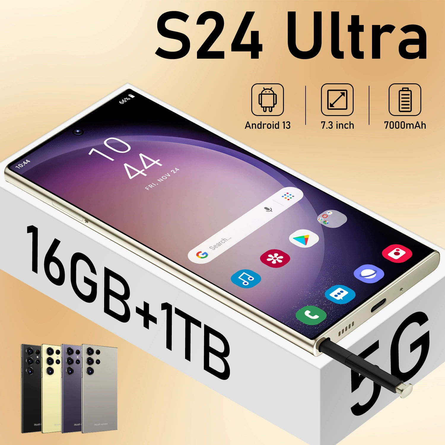 Смартфон S24 Ultra, 16 ГБ + 1 ТБ, встроенная ручка, глобальные версии (многорегулируемость)
