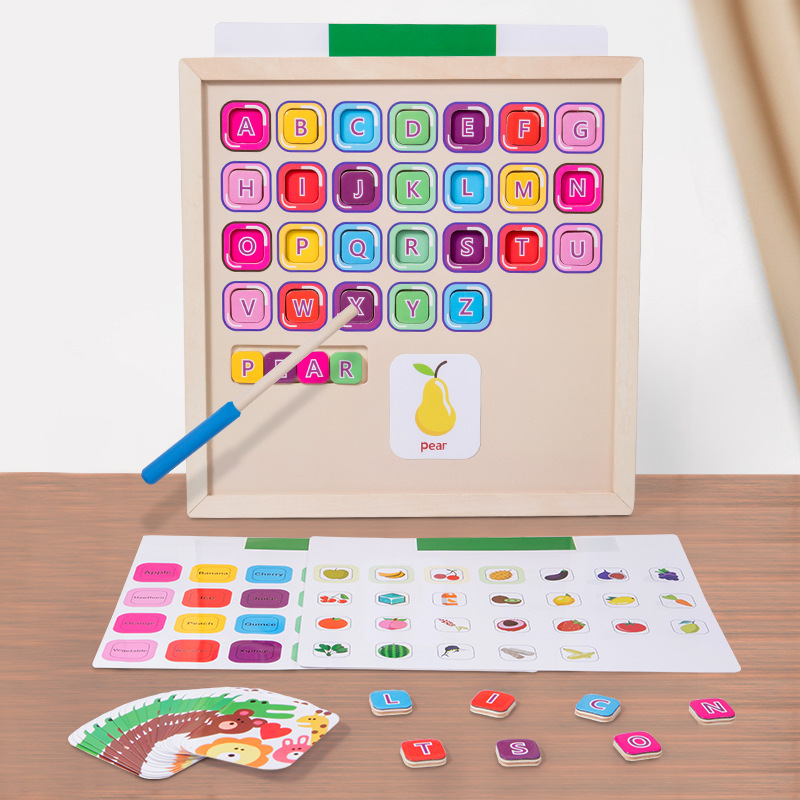 批加工定制磁性木制字母认知配对拼图游戏益智拼单词早教拼板玩具
