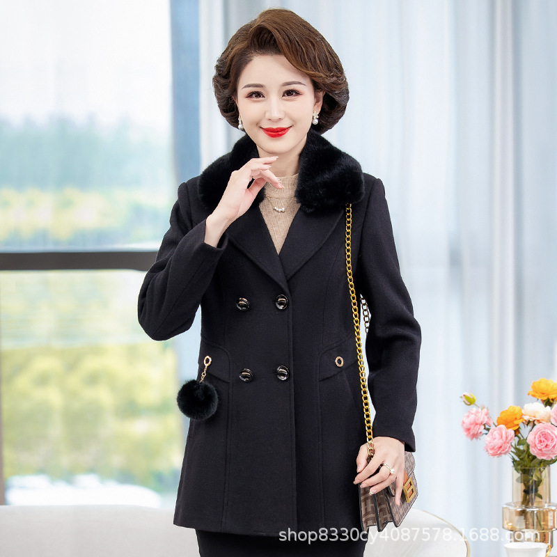 Middle-aged mom wool woolen coat women's autumn and winter New slimming mid-length fashionable fashionable fashionable high-end top Middle-aged mom wool woolen coat women's autumn and winter New slimming mid-length fashionable fashionable fashionable high-end top