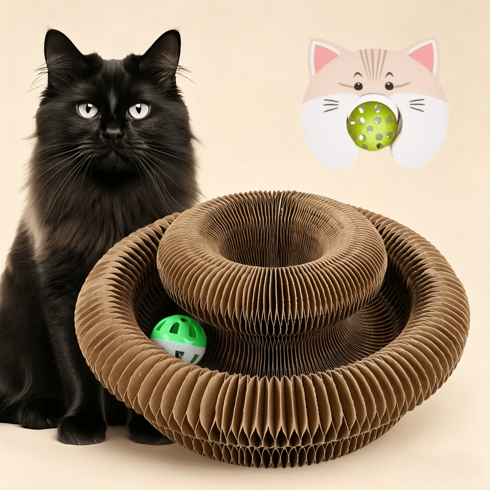 Órgano mágico para gatos agarrar tablero juguete para gatos auto-hi alivio de aburrimiento con campana papel corrugado resistente al agarramiento plegable juguete para gatos