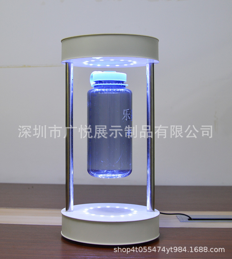 供应磁悬浮礼品展示架 高档烟酒饮料品牌发光360度悬空自转展台