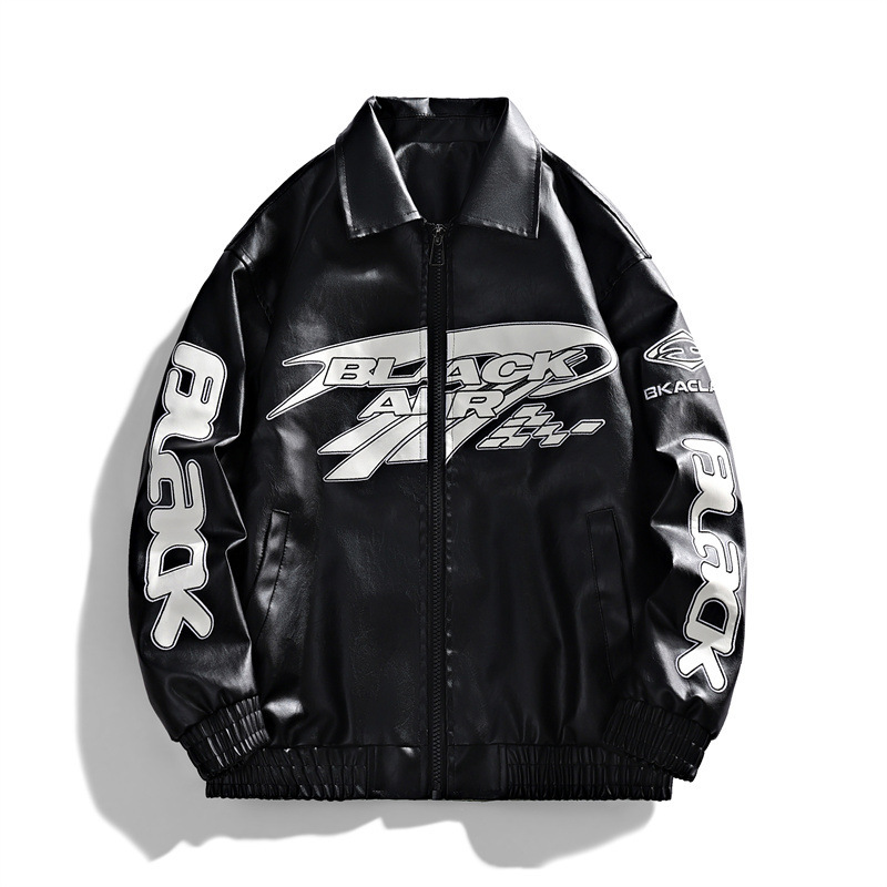 American Heavy Texture Retro Motorcycle Lapel Leather Jacket Men's Handsome Embroidered Trendy Men's Motorcycle Jacket American Heavy Texture Retro Motorcycle Lapel Leather Jacket Men's Handsome Embroidered Trendy Men's Motorcycle Jacket