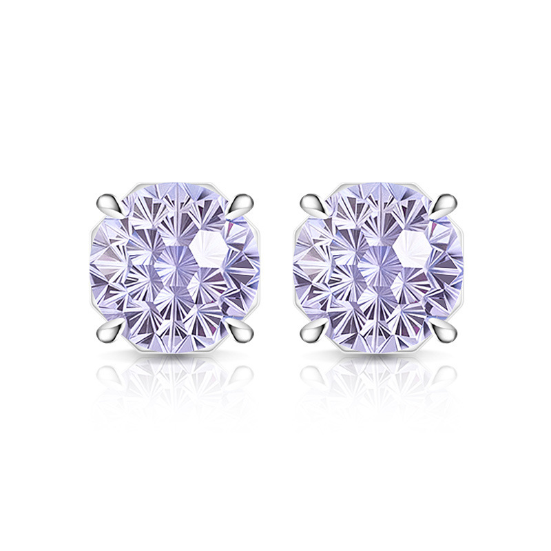 Fashion Octagonal Colored Gemstone Diamond Firework Shaped Earrings For Women Elegant Geometric Drop Studs_voghion.com