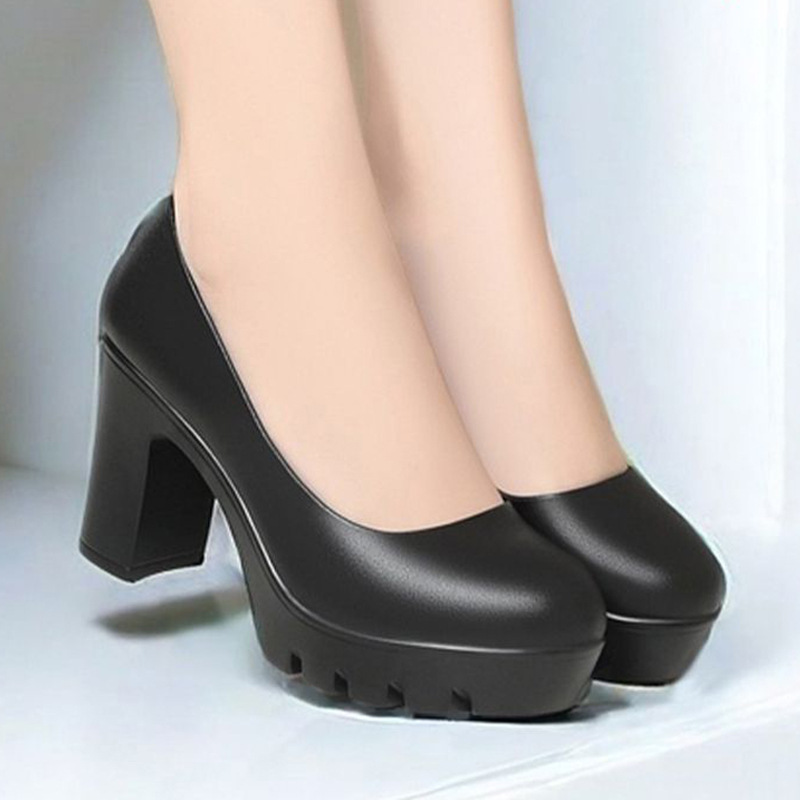 High-Heeled Platform Slip-On Shoes, Round-Toe, Versatile for Spring and Autumn, Black Fashion Shallow-Mouth Women's Shoes High-Heeled Platform Slip-On Shoes, Round-Toe, Versatile for Spring and Autumn, Black Fashion Shallow-Mouth Women's Shoes