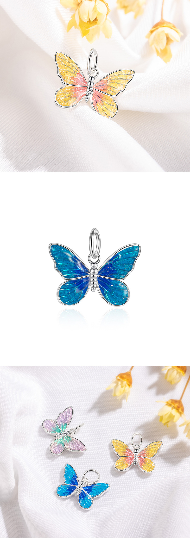 1g Weight Pendant Jewelry Making Type 15*10.7mm Jewelry Making Size DIY Jewelry Accessories Classification 1 Piece Quantity 1 Piece 15*10.7mm 925 Sterling Silver Butterfly Polished Pendant