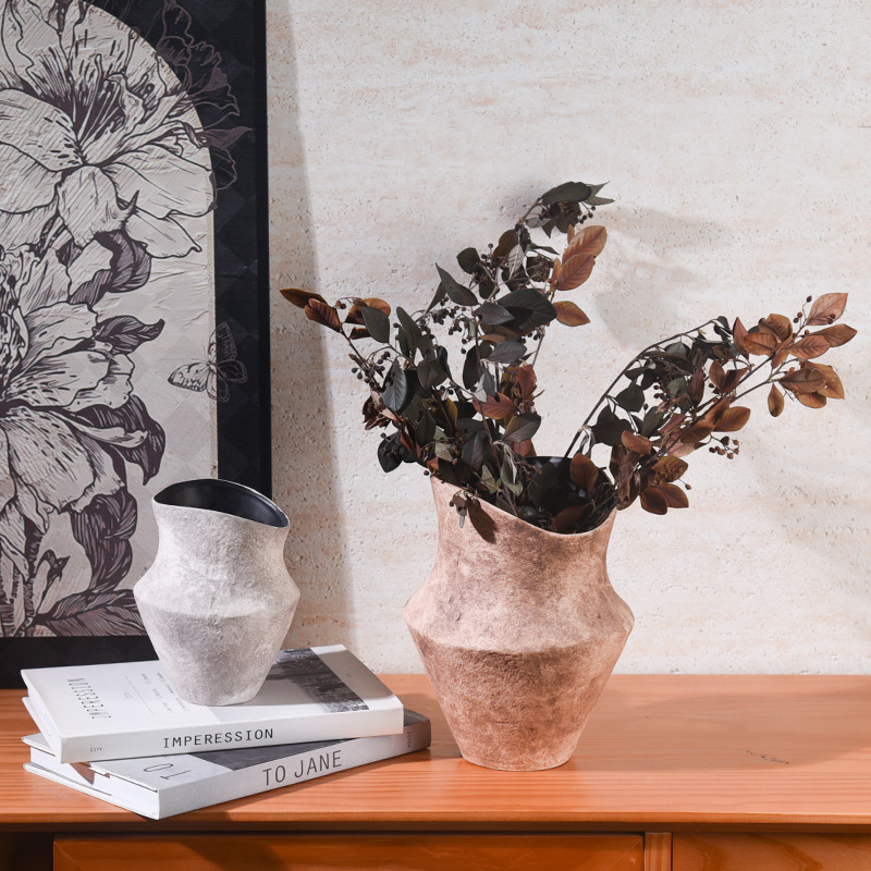 New Chinese style retro old ceramic vase wabi-sabi style bed and…