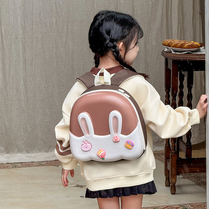 Jardín de infantes bolsas escolares de dibujos animados lindas con lámparas de conejo bebé mochila nueva mochila de cáscara de huevo