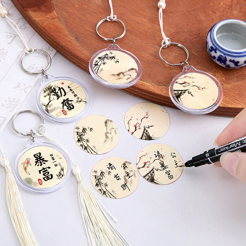 Новый креативный брелок с кисточками в китайском стиле, двусторонний брелок с текстом благословения, подвеска для студенческой сумки