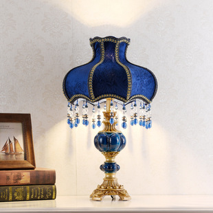 Retro bedroom table lamp warm romantic long lamp wedding room girl online red creative European bedside lamp