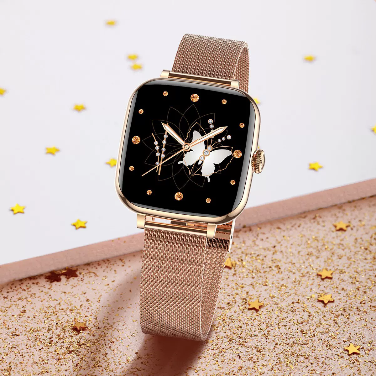 智能手表1.72英寸全触屏蓝牙通话睡眠心率血氧双表带智能时尚手表