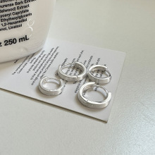 方行拉丝耳环女S999纯银磨砂耳圈甜美酷帅时尚高级感耳饰素圈耳扣