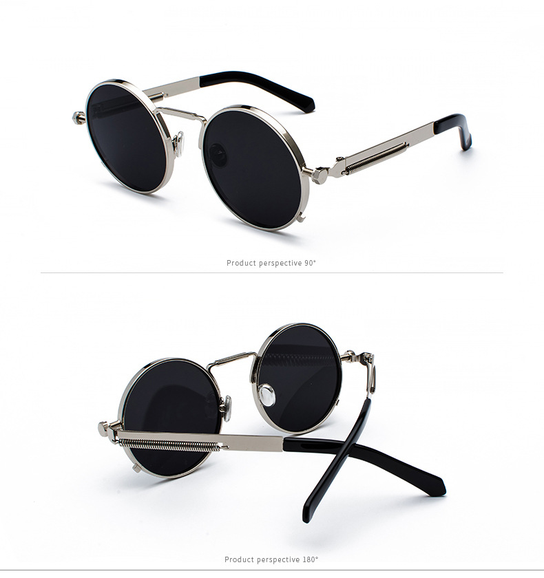 35g Weight Full Frame Glasses Structure Sunglasses Classification Ac, UV400 Protection Lens Material Round Frame Glasses Style Party, Street Occasion Solid Color Pattern All Seasons Season Men's Gender Punk, Streetwear Style Punk Streetwear Solid Color Ac UV400 Protection Round Frame Full Frame Women's Sunglasses 15
