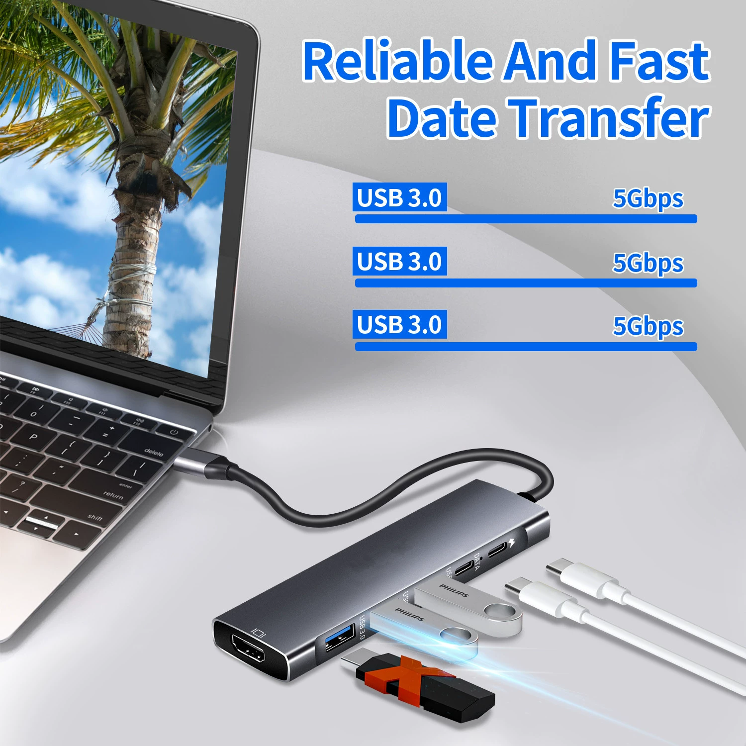Type-C extended dock USB HUB expansion multi-function hub HDMI 4K nine-in-one