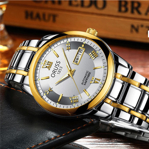 Waterproof black European and American watch fully automatic movement watch luminous waterproof calendar watch men's Korean version non-mechanical watch