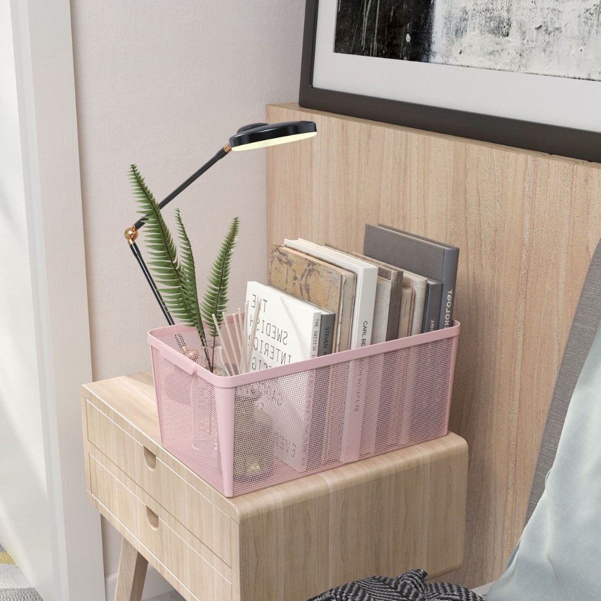 Cesta de almacenamiento de armario estante rectangular cocina cesta de malla cerrada mesa de metal forjado bocadillos caja de almacenamiento de artículos diversos