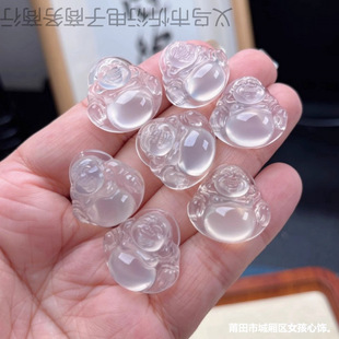 High-Quality Fluorescent White Chalcedony Buddha Pendant, Ice-Type Agate Jade Buddha Pendant, Unisex Hanging Ornament, Jade Gift