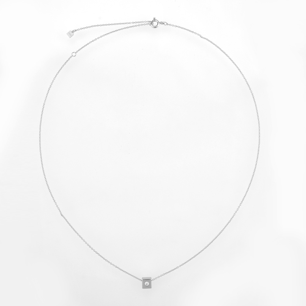 Square Pattern Women's Gender 925 Sterling Silver Zircon Cable Chain Plating Inlay Square Necklace