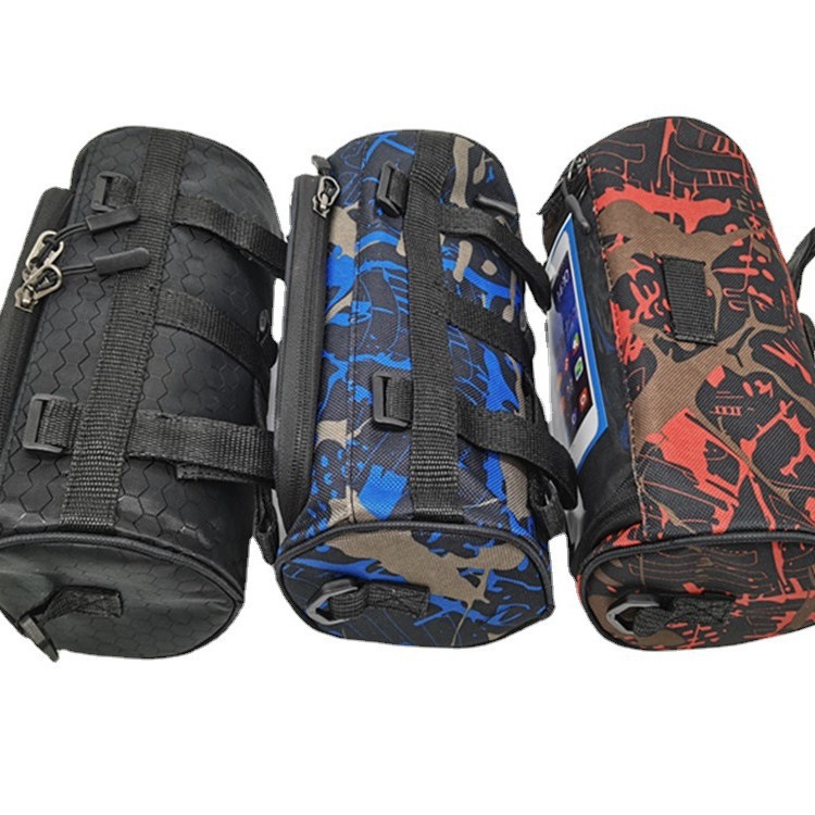 Bicicleta de montaña bolsa de manillar de la bicicleta bolsa de cabeza de dragón bolsa en forma de tubo pantalla táctil bolsa de teléfono móvil equipo de equitación de gran capacidad bolsa de haz frontal