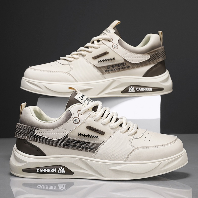 Zapatos de skate para hombres zapatos blancos de cuero casuales para hombres 2025 nuevos zapatos de primavera bajos de fondo plano de moda estudiantes adolescentes