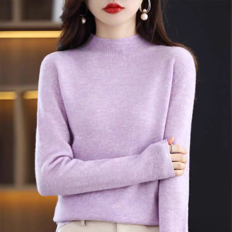 羊绒毛衣女2025年新款半高领打底衫女春秋冬内搭宽松针织衫上衣保|undefined