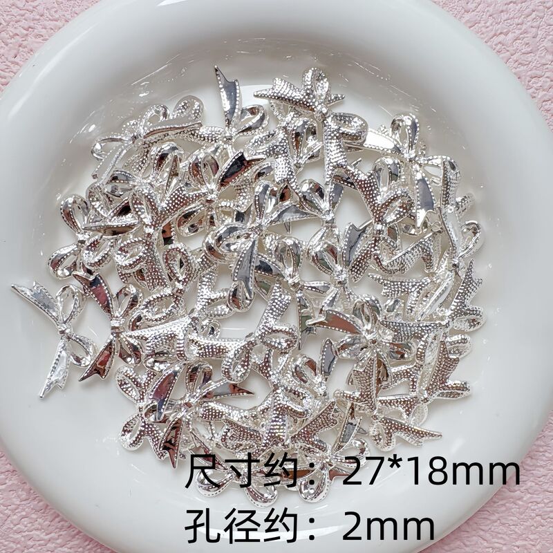 シルバー多用途ベーシック色保持合金ラブリボンスルーホールビーズ diy ブレスレットネックレスジュエリーアクセサリー|undefined