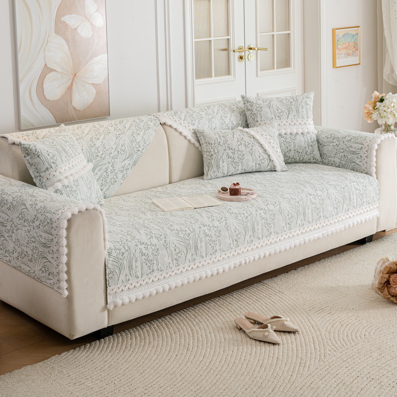 Sofa Cushion French Style Light Luxury High-Level Non-Slip Cushion for Four Seasons Universal Chenille Cover 2024 New Style Cover Cloth Towel