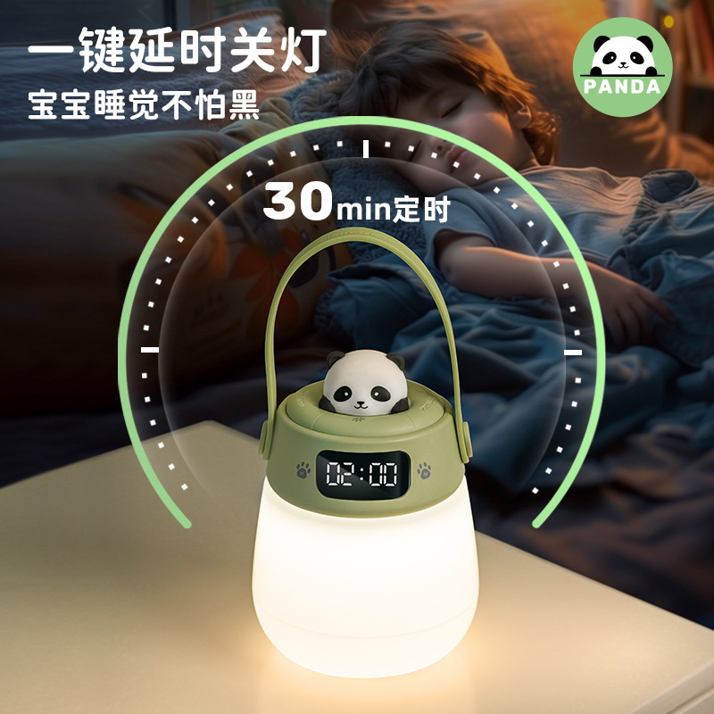 ポータブルクロックナイトライト家庭用タイマー可能USB充電リモコン調光雰囲気ライト三段色光タッチライト|undefined